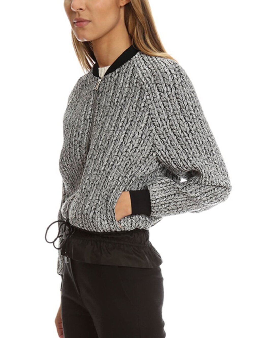 3.1 Phillip Lim Drawstring Bomber Jacket in Platinum, size 8